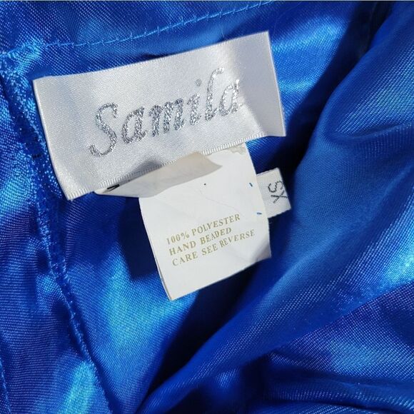 Samila Blue Sequin Embroidered Sweetheart Corseted Layered Tull Homecoming Dress - Picture 8 of 10